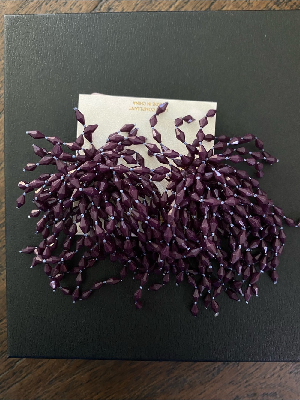 Natasha Couture Deep Purple Beaded Fringe Earrings